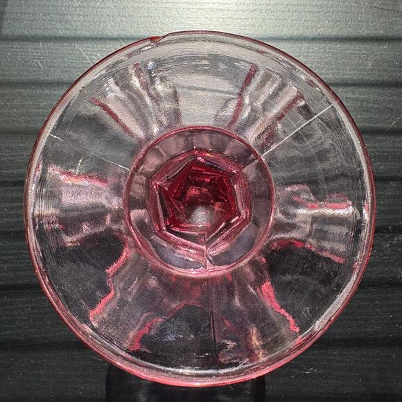 Fenton Pink Glass Open Compote Pedestal Candy Dish Ruffled Crimped Pineapple 5.5 - Picture 5 of 7